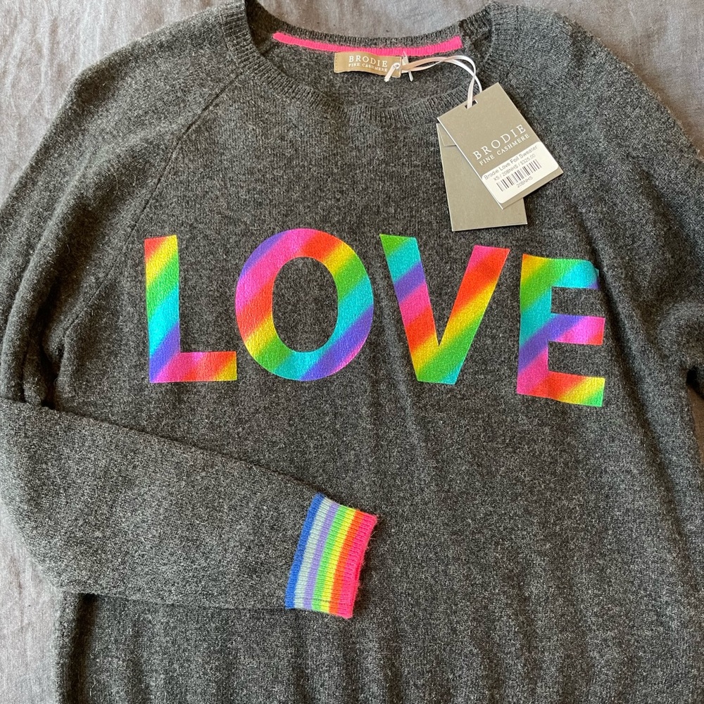 Brodie Cashmere love foil sweater